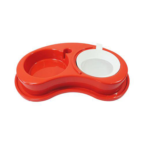 Comedouro E Bebedouro Duplo Para Cães Antiformiga Luxo Furacão Pet Vermelho Grande