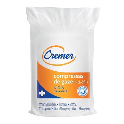 Compressa - Gaze Creme Nidia 11 Fios Embalagem Com 500 Unidades