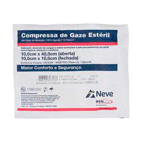 Imagem do produto Compressas De Gaze Estéril Neve 13 Fios 10X10cm 10 Unidades