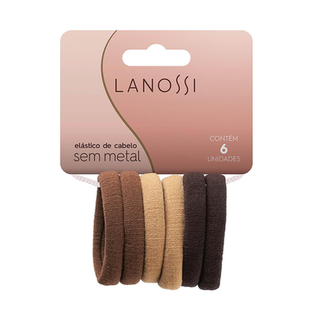 Imagem do produto Conjunto De Elástico Para Cabelo Lanossi Cor Cappuccino 6 Unidades