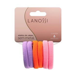 Conjunto De Elástico Para Cabelo Lanossi Cor Tangerine 6 Unidades