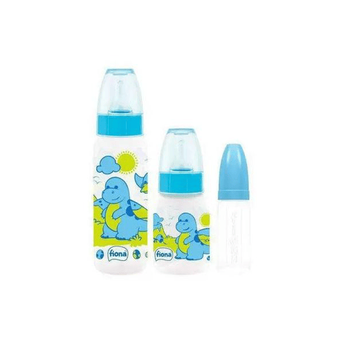 Conjunto - De Mamadeiras Fiona: Miniform 50Ml E 120Ml Sil. Trad E 250Ml Sil. Trad. Azul