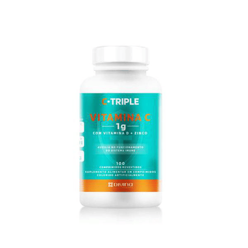 Ctriple Vitamina C 1G Com Vitamina D + Zinco Divina Pharma 100 Comprimidos