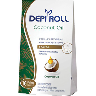 Depilador Depiroll Coconut Oil Cera Fria Facial Folhas Prontas Com 16 Unidades 8 Pares