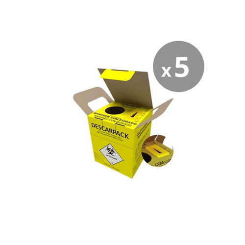 Descarpack Coletor para Material Perfurocortante Descartável 3L - Kit 5un