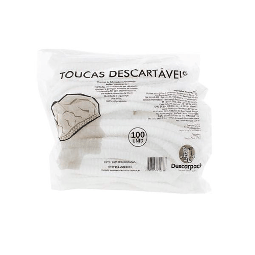 descarpack touca descartável branca com 100un