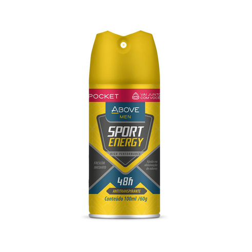 Desodorante Aerossol Antitranspirante Pocket Above Men Sport Energy 100Ml