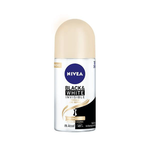 Desodorante Nivea Invisible Black & White Toque De Seda Roll On Pósdepilatório Com 50Ml