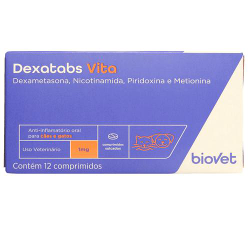 Imagem do produto Dexatabs Vita Para Cães E Gatos 1Mg Com 12 Comprimidos Biovet