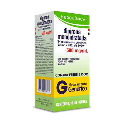 Dipirona Sódica Monoidratada - 500Mg/Ml Solução Oral Frasco Com 10Ml Medquímica Genérico