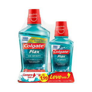 Enxaguante Bucal - Colgate Plax Ice Infinity 500Ml+250Ml