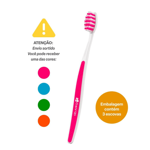 Escova De Dente Clear Up Slim Com 3 Unidades Cores Sortidas Multi Saúde Hc583 Hc584