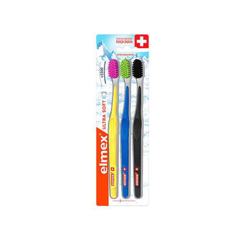 Escova Dental Elmex Ultra Soft Macia Com 3 Unidades