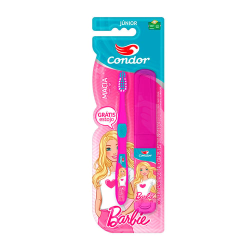 Escova Dental Infantil Condor Barbie Com Estojo Protetor