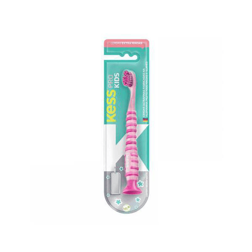 Escova Dental Kess Pro Kids Com Ventosa Extra Macia Cores Sortidas 1 Unidade + Grátis Capa Protetora