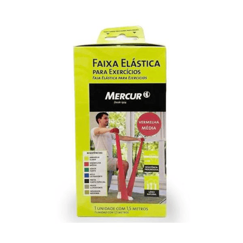 Faixa Elástica Para Exercícios 1,5 Metros Mercur Vermelha Média Ref: Bc1460vm