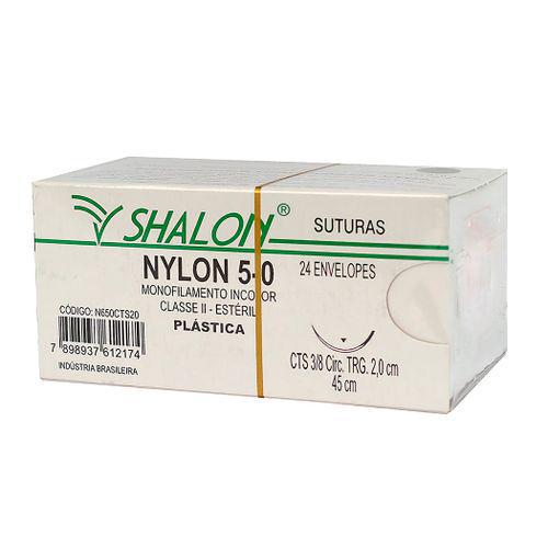 Fio De Sutura Nylon N 50 Monofilamento Incolor Com Agulha 2,0Cm Com 24 Shalon