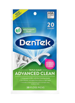 Fio Dental Dentek Floss Picks Triple Clean Advanced Com 20 Unidades