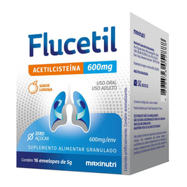 Flucetil Acetilcisteína Maxinutri Laranja 600Mg Com 16 Sachês