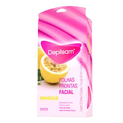 Imagem do produto Folhas Prontas Facial Depilsam Maracujá Pele Delicada Com 10 Pares