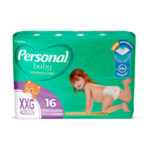 Fralda Personal Baby Protect & Sec Xxg 16 Unidades