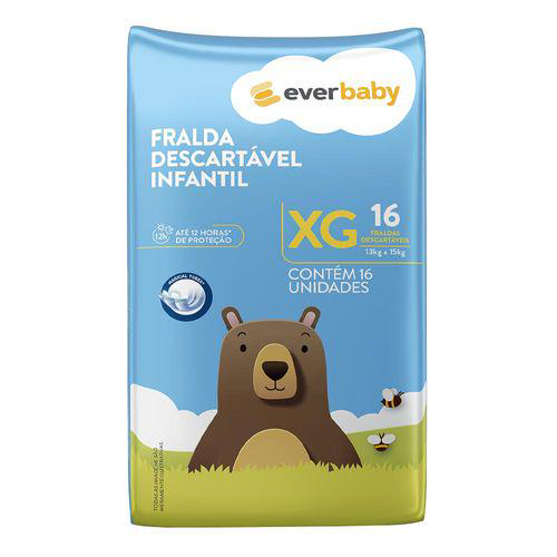 Fralda Descartável Ever Baby Tamanho Xg 16 Unidades