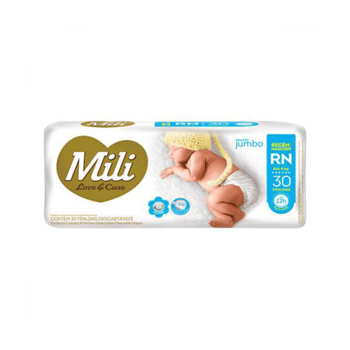 Imagem do produto Fralda Descartável Mili Love E Care Jumbo Recem Nascido Com 30 Unidades