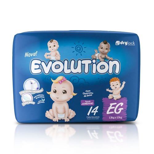 Imagem do produto Fralda Dry Evolution Tamanho Eg Pacote Jumbinho Com 14 Fraldas Descartáveis