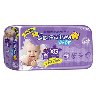 Fralda Estrelinha Baby Super Jumbo Com 50 Tamanho Xg