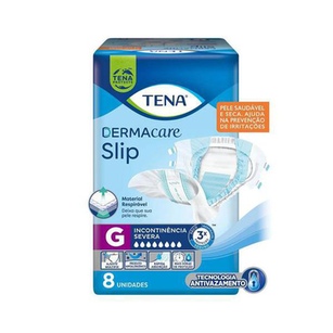 Fralda Geriátrica Tena Slip Dermacare Tamanho G Com 8 Unidades