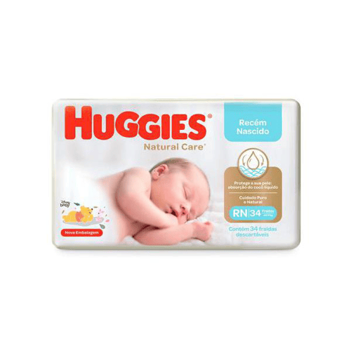 Fralda Huggies Natural Care Tamanho Rn Com 34 Unidades