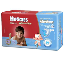 Fralda - Huggies Supreme Care Soft Touch Menino Com 16 Fraldas Xxg