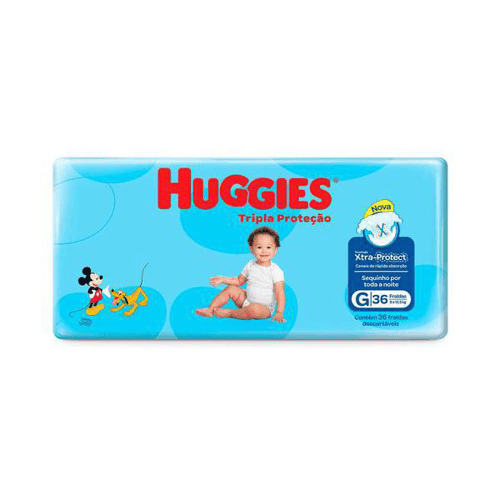 Imagem do produto Fralda Huggies Turma Da Mônica Tripla Proteção Tamanho G Pacote Mega 36 Fraldas Descartáveis