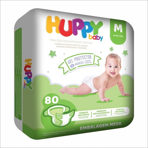 Fralda Huppy Baby Mega Pacotão M Com 80 Unidades