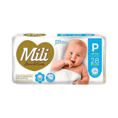 Imagem do produto Fralda Mili Jumbo Love E Care P Com 28 Unidades