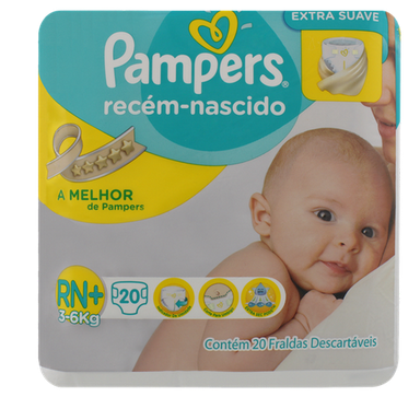 Fralda Pampers Extra Suave Rn+ 20Un