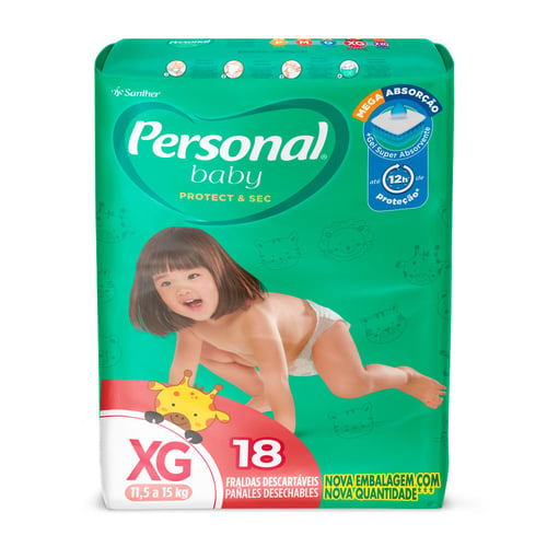 Imagem do produto Fralda Personal Baby Protect & Sec Tamanho Xg Com 18 Fraldas Descartáveis