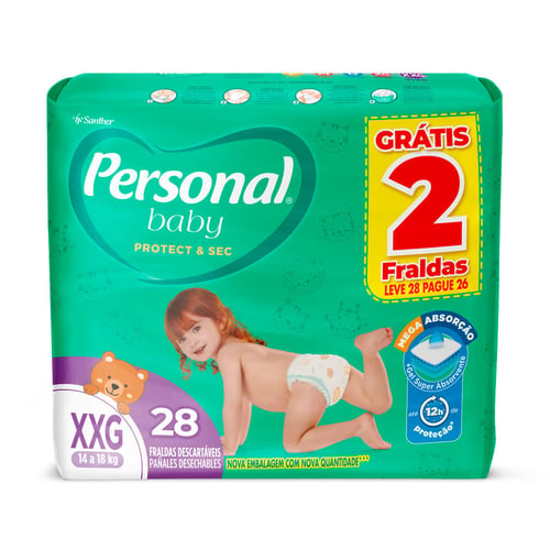 Fralda Personal Baby Protect & Sec Tamanho Xxg Fraldas Descartáveis