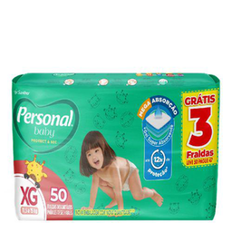 Fralda Personal Baby Protect&Sec Tamanho Xg 50 Unidades