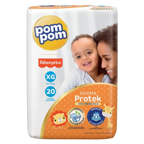 Fralda Pom Pom Derma Protek Jumbo Xg 20Unidades