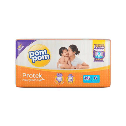 Fralda Pom Pom Protek Proteção De Mãe Xg 60 Unidades