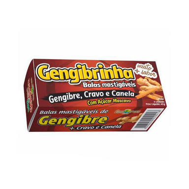 Gengibrinha Com 8 Balas Mastigáveis Gengibre Cravo Canela