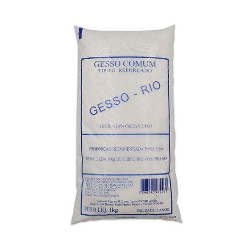 Imagem do produto Gesso Comum Tipo Ii Branco 1Kg Rio