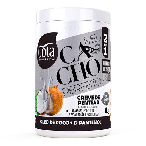 Gota Cacho Perfeito Creme P/ Pentear Óleo De Coco/Dpantenol 1Kg Gota Dourada