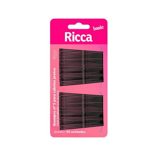 Imagem do produto Grampos Para Cabelo Ricca N 5 Preto Com 50 Unidades