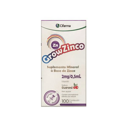 Grow Zinco 2Mg 100Ml+Seringa Guaraná