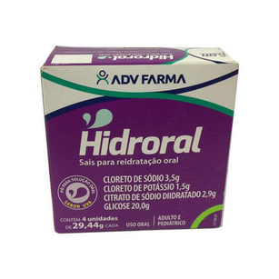 Hidroral Reidratante Com 4 Envelopes De 29,44G Cada Sabor Uva