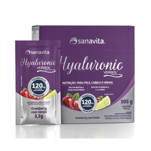 Hyaluronic Ácido Hialurônico + Verisol Sanavita 30 Sachês Cranberry Limão