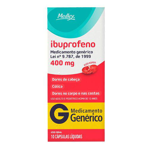 Ibuprofeno Cápsulas Gel 400Mg 10 Cápsulas - Medley Genérico