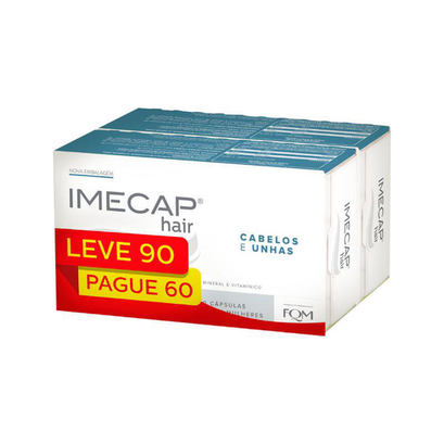 Imecap Hair Leve 90 Pague 60 Cápsulas Cabelos E Unhas Especial